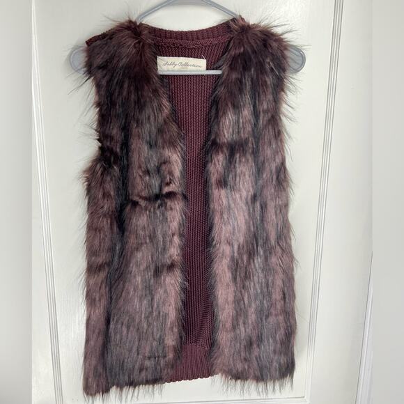 Sebby Collection Womens Vest Size Small Purple Faux Fur Sleeveless Open Front - Picture 1 of 11
